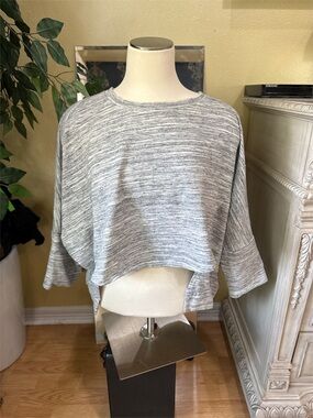 FP Beach XS Gray Space Dye Oversized Crop Sweatshirt Batwing Sleeve USA